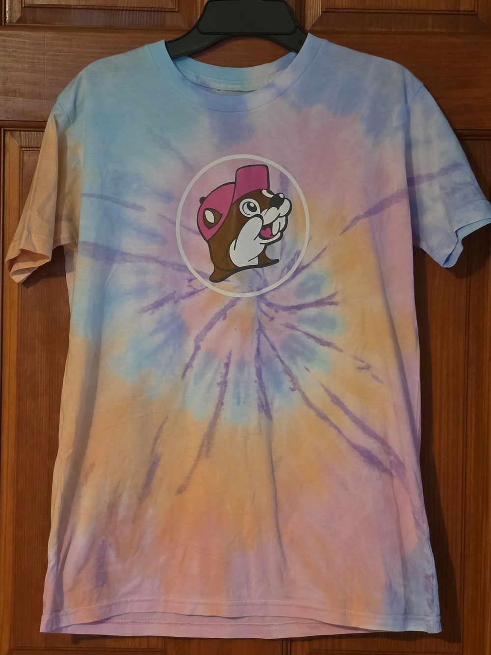Buc-ee's Youth M Tie-Dye Cotton Knit Crewneck T-Shirt Double-Sided Graphic